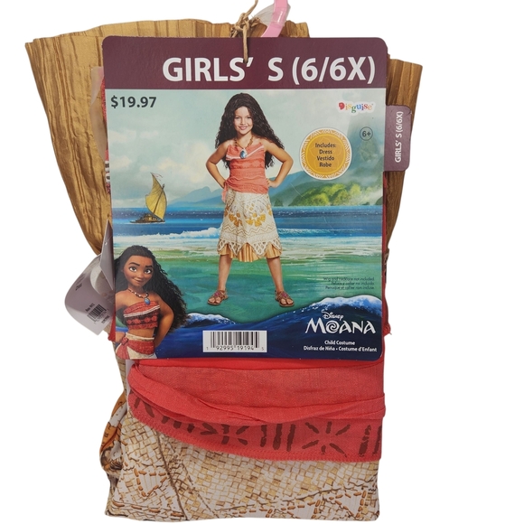 Disney Moana Costume for Kids - Coral and Gold S 6/6X Halloween Dress Up - Picture 6 of 8